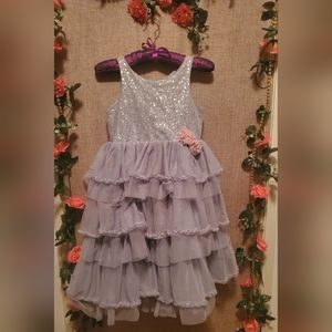 Silver sequence lace dress